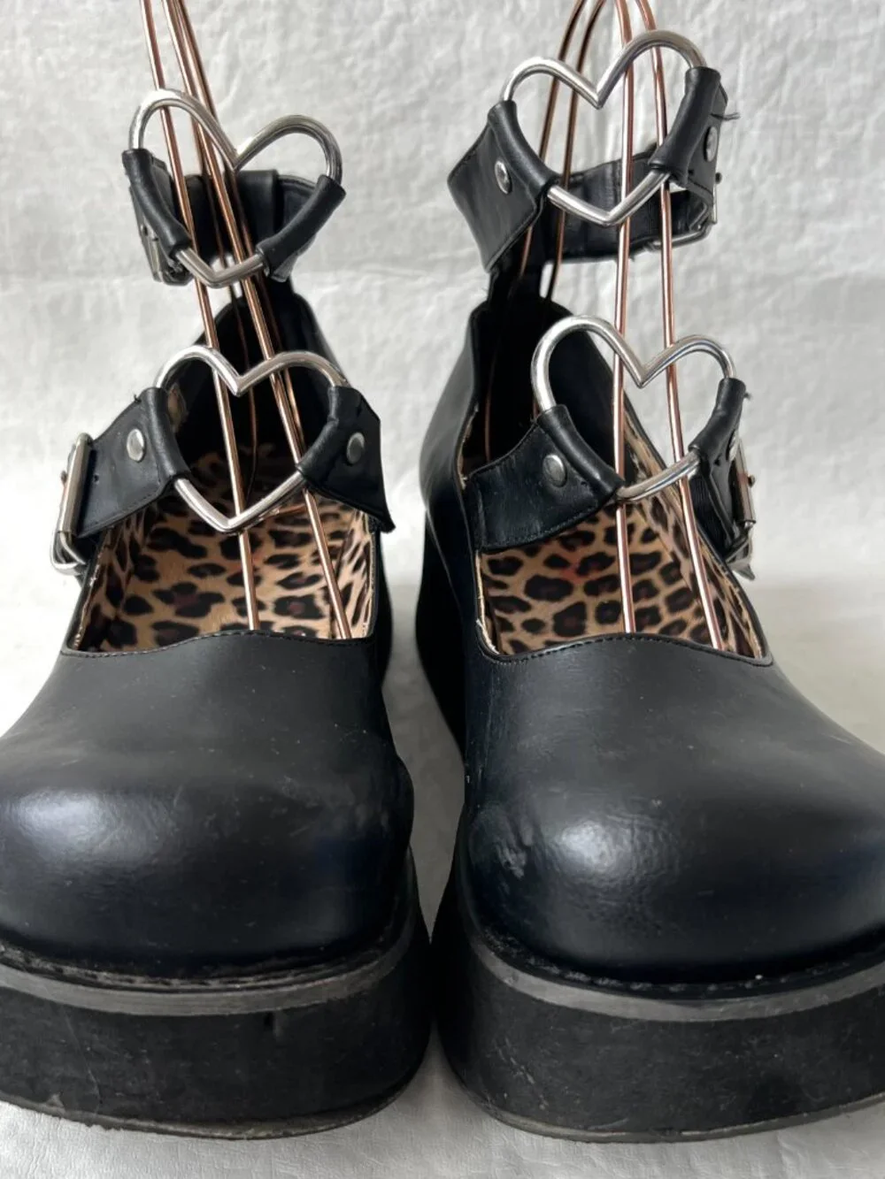 Demonia platform shoes Sprite-02 Mary Jane womens 9 black heart buckles chunky